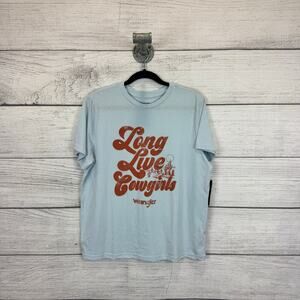Wrangler Women's Blue "Long Live Cowgirls" Rodeo Graphic Tee Size Large